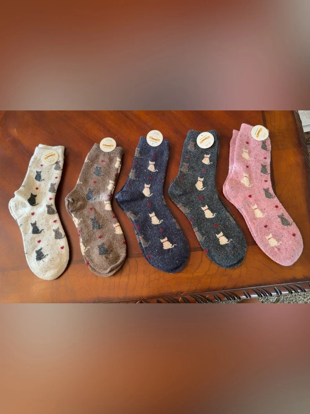 5 Pairs Cozy Cat & Sheep Fuzzy 1/2 calf Socks Women’s 5-9 Soft Novelty Gift